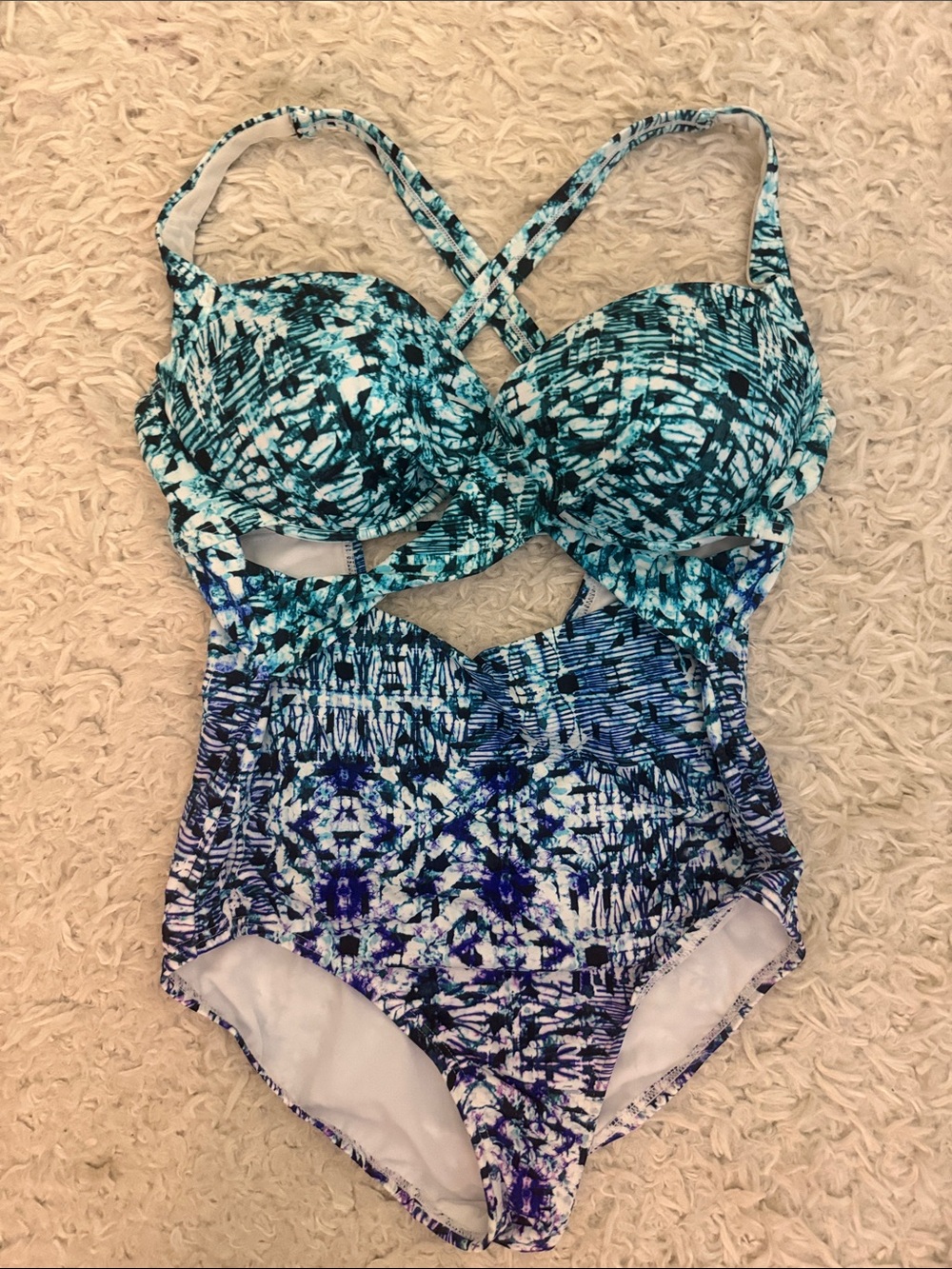Swimsuits For All One-Piece Swimsuit - Teal & Blue Print(Never Worn)